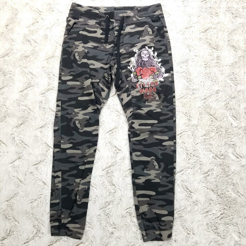 Ring of Fire Pants Mens Joggers L Camo Flat‎ Front Canvas